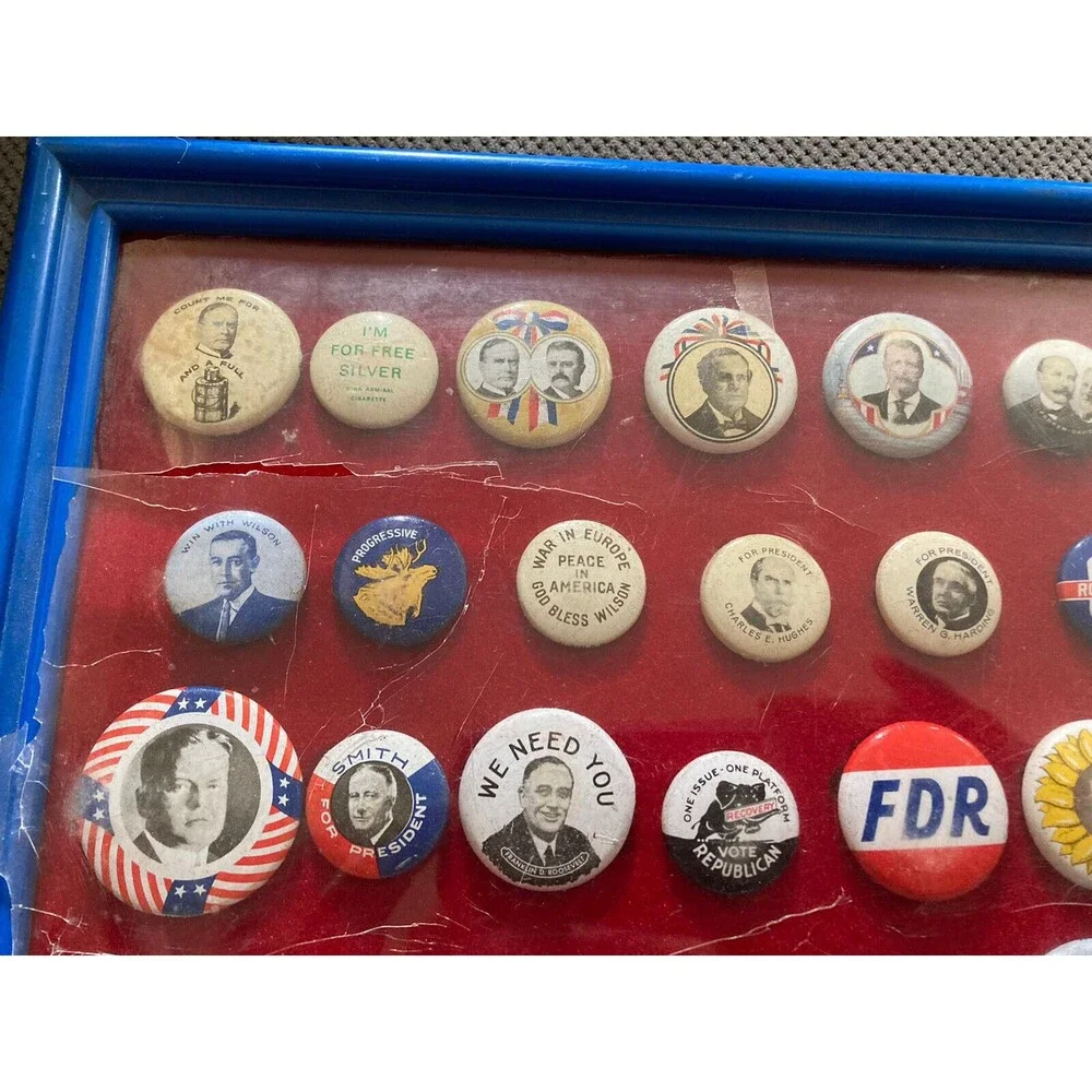 Vintage Lot President Political Campaign Pin Buttons 38 Framed Reproduction 1972 - Picture 3 of 6